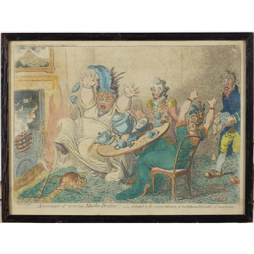 243 - After James Gillray - Advantages of Wearing Muslin Dresses, dedicated to the serious attention of th... 