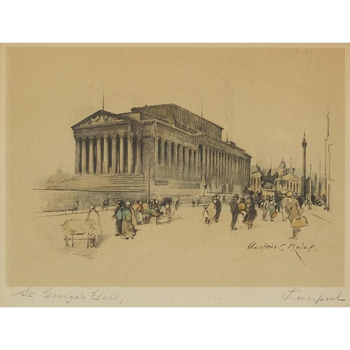 1145 - After Marjorie Christine Bates - St George's Hall, Liverpool and Cunard Buildings, pair of pencil in... 