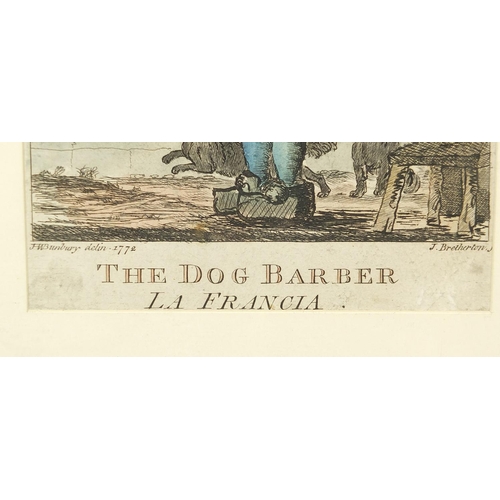 390 - After Henry Bunbury - The Long Story and The Dog Barber, two late 18th century satirical prints in c... 