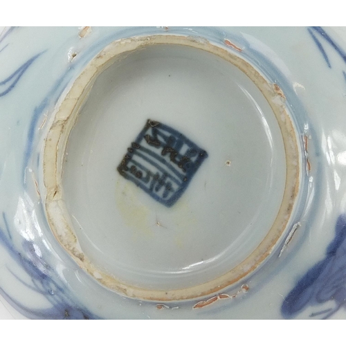 82 - Two Chinese blue and white porcelain bowls including one hand painted with animals in a landscape, t... 