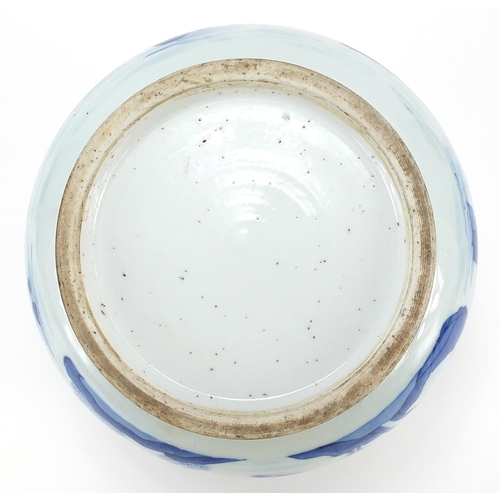 87 - Chinese blue and white porcelain censer hand painted with monks in a landscape, 19cm in diameter