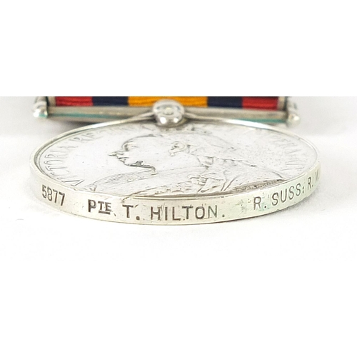 1537 - Victorian British military Queen's South Africa medal awarded to 5877PTET.HILTON.R.SUSSEX:R.M.I. wit... 