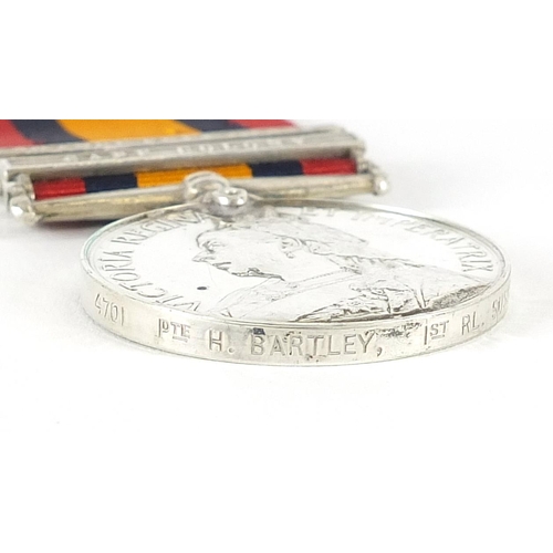 1536 - Victorian British military Queen's South Africa medal awarded to 4701PTEH.BARTLEY.1:RL.SUSSEXREGT wi... 