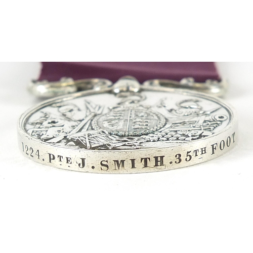 1538 - Victorian British military Army Long Service and Good Conduct medal awarded to 1224.PTEJ.SMITH.35THF... 