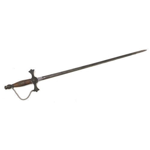 1605 - Ceremonial sword with steel blade, 88cm in length