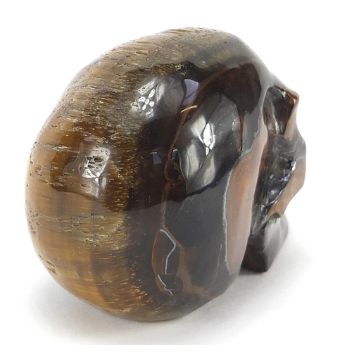 795 - Carved tiger's eye human skull, 7cm in length