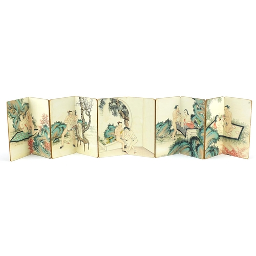 765 - Chinese folding book depicting erotic scenes, 18cm high