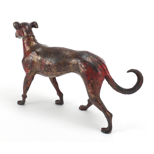 771 - Chinese patinated bronze greyhound, 32cm in length