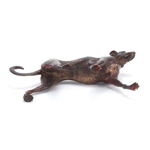 771 - Chinese patinated bronze greyhound, 32cm in length