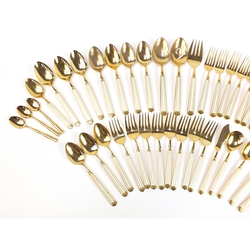 811 - Art Deco style enamelled brass suite of cutlery