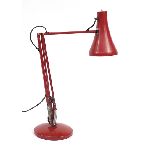 564 - Vintage red enamelled metal Anglepoise table lamp, 85cm high extended