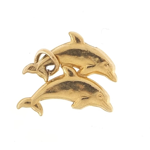 2084 - Unmarked 9ct gold dolphin charm, 1.7cm wide, 0.5g