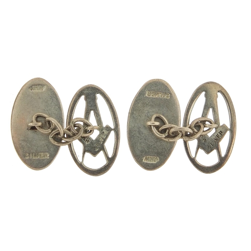 2171 - Pair of silver masonic cufflinks, 1.9cm high, 5.7g