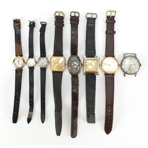 2174 - Eight vintage and later ladies and gentlemen's wristwatches including a Raymond Weil, Universal Gene... 