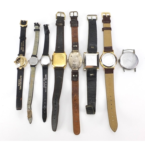 2174 - Eight vintage and later ladies and gentlemen's wristwatches including a Raymond Weil, Universal Gene... 