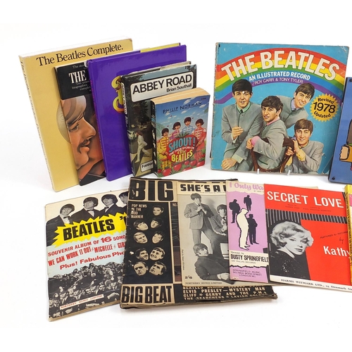 1038 - The Beatles related ephemera and a hand painted wooden plaque including The Beatles Complete