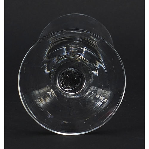 44 - 18th century wine glass with enclosed tear drop stem, 16cm high