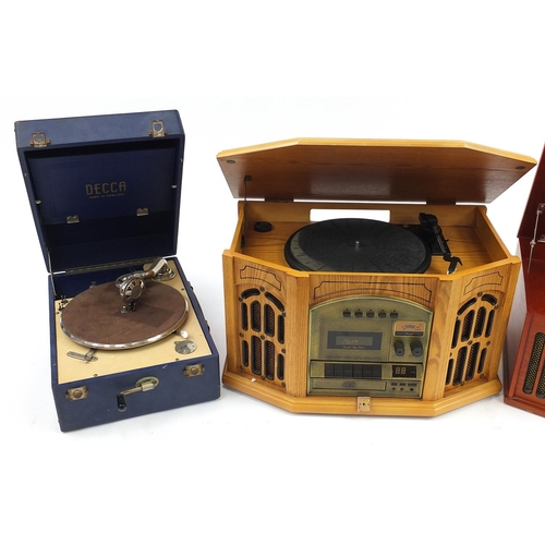 1069 - Audio equipment comprising Decca model 10 portable gramophone, Thomas Pacconi phonograph model TPC-M... 