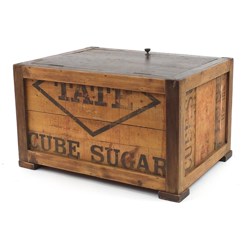 1128 - Vintage Tate Cube Sugar advertising wooden crate, 32cm H x 54cm W x 39cm D