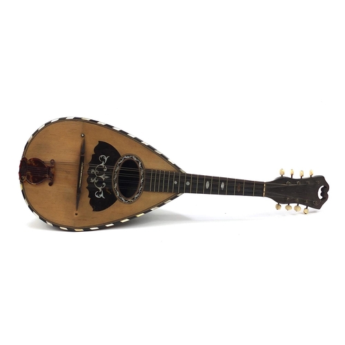 401 - Italian rosewood mandolin with mother of pearl and tortoiseshell inlay, bearing a Raffaele Maratea N... 