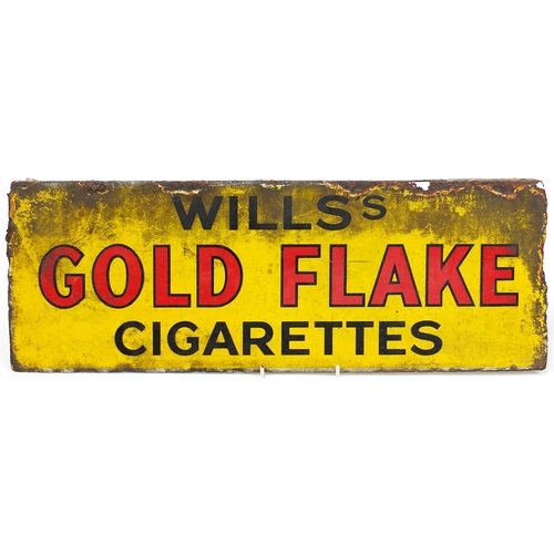 339 - Vintage Wills's Gold Flake Cigarettes enamel advertising sign, 21.5cm high x 61.5cm wide