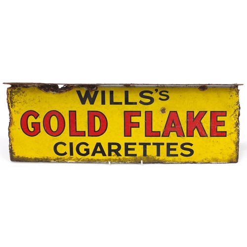 339 - Vintage Wills's Gold Flake Cigarettes enamel advertising sign, 21.5cm high x 61.5cm wide