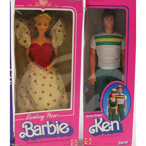 1486 - Five vintage Barbie and Ken dolls by Mattel with boxes including Rock Stars