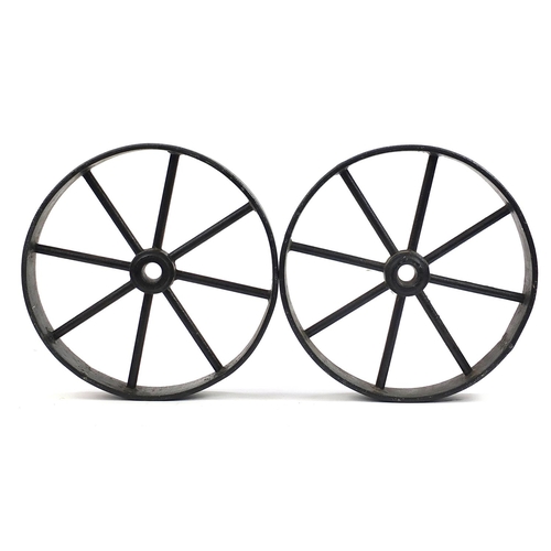 1070 - Pair of antique cast iron wheels, 53cm in diameter