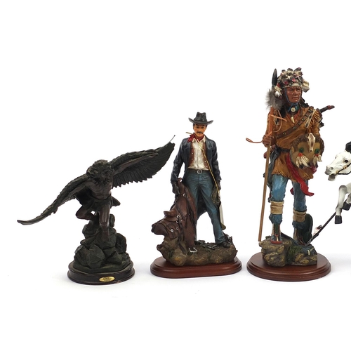 1141 - Six cowboy & Indian figures including Regency Fine Arts, the largest 41cm high