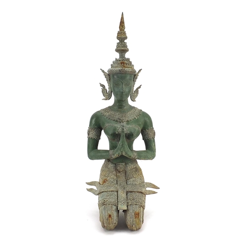 1072 - Thai patinated bronze deity, 46cm high