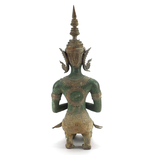 1072 - Thai patinated bronze deity, 46cm high