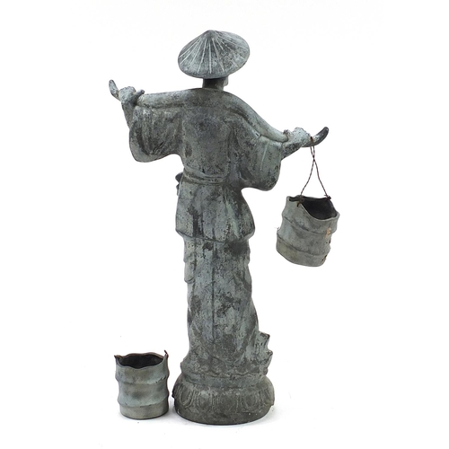 641 - Composite figure of a Chinese water carrier, 59cm high