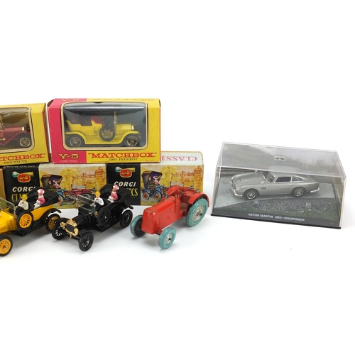 1453 - Eight diecast vehicles, seven with boxes including Corgi 1915 Ford 9013, Matchbox 1907 Peugeot and 0... 