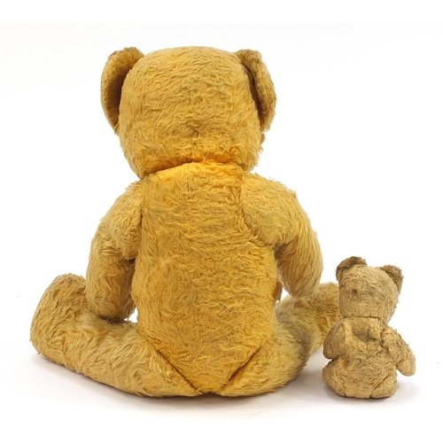 1483 - Vintage Deans rag book golden jointed teddy bear and one other, the largest 52cm high