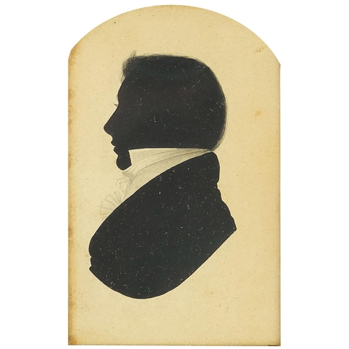 119 - Two 19th century hand painted silhouette portraits of gentlemen, each framed, the largest 9cm x 5.5c... 