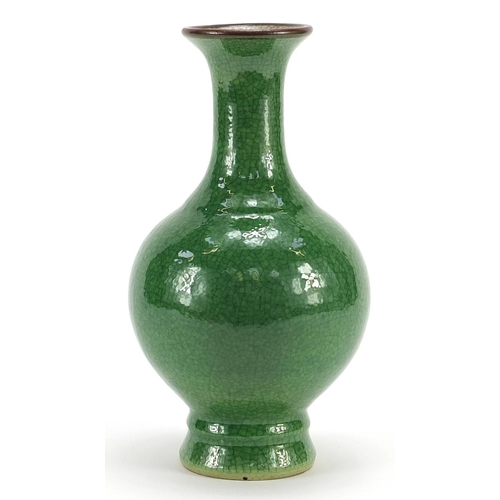 965 - Chinese porcelain vase having a crackle green glaze, 22.5cm high