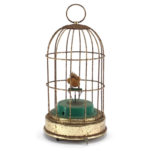 127 - Vintage clockwork automaton musical birdcage, 21cm high