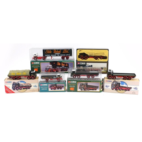 1452 - Six Corgi diecast Eddie Stobart advertising lorries with boxes including Foden S21 with trailer, Ley... 