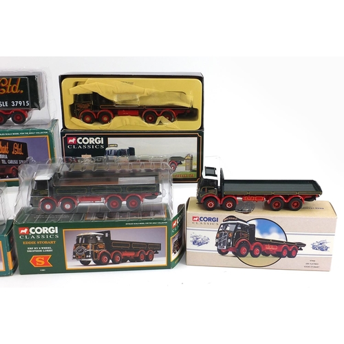 1452 - Six Corgi diecast Eddie Stobart advertising lorries with boxes including Foden S21 with trailer, Ley... 