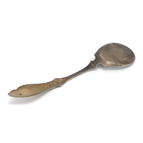 2278 - Antique Dutch silver spoon engraved with foliage, 18cm in length, 34.6g