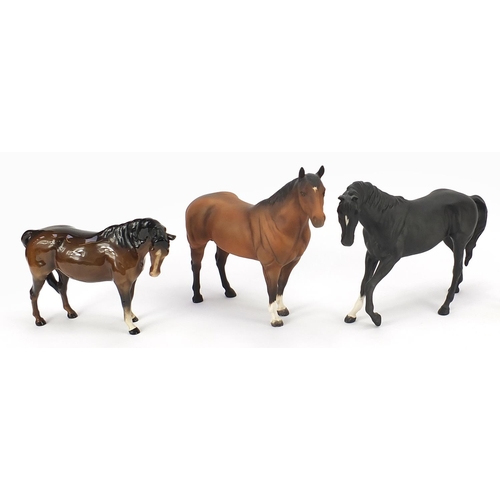 523 - Five Beswick horses including Black Beauty, the largest 24.5cm in length