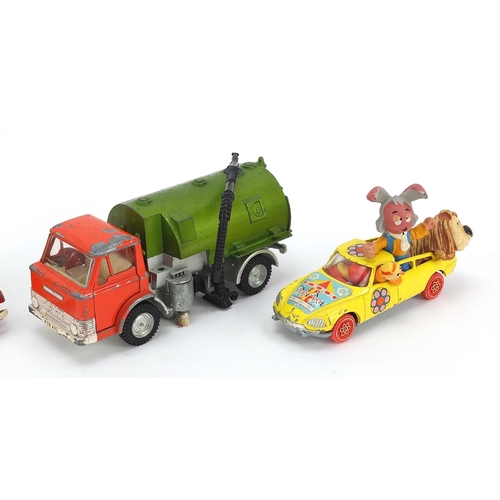 691 - Five vintage diecast vehicles including Corgi Magic Roundabout and Noddy and Dinky Johnston Road Swe... 