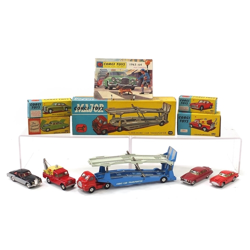 1447 - Five Corgi diecast vehicles with boxes numbers 218, 224, 238, 417S and 1101