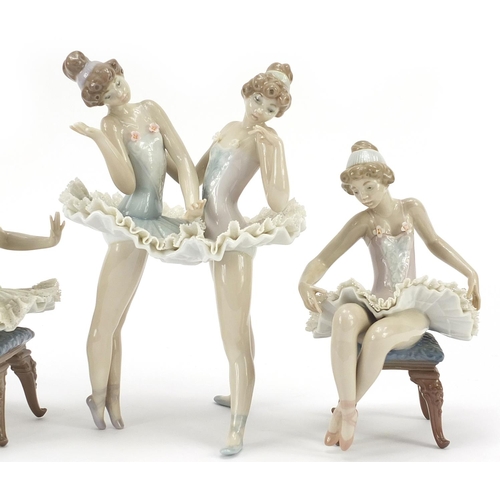 529 - Four Lladro ballerinas, the largest 19.5cm high