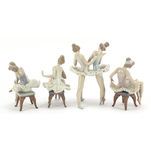 529 - Four Lladro ballerinas, the largest 19.5cm high