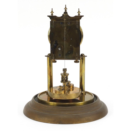 184 - Brass anniversary clock with platform escapement, the movement numbered 21733, 25cm high