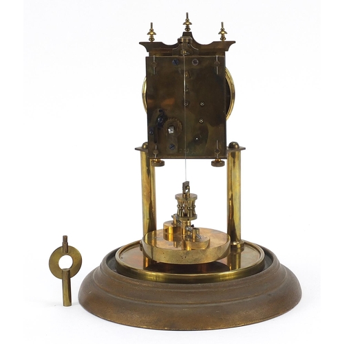 184 - Brass anniversary clock with platform escapement, the movement numbered 21733, 25cm high