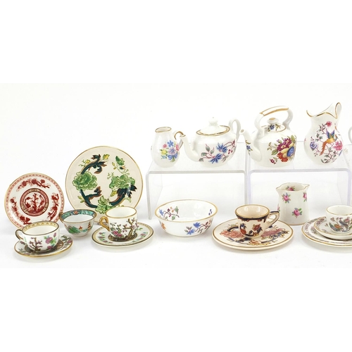 980 - Collection of miniature porcelain including Hammersley, Wedgwood, Spode and Masons, the largest 8cm ... 