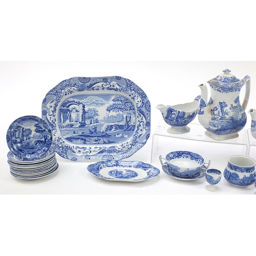 557 - Copeland Spode Italian pattern dinner and teaware including coffee pot, teapot, two gravy boats, ser... 