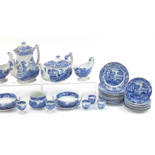 557 - Copeland Spode Italian pattern dinner and teaware including coffee pot, teapot, two gravy boats, ser... 